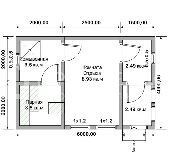 Проект бани 4 на 4 с туалетом