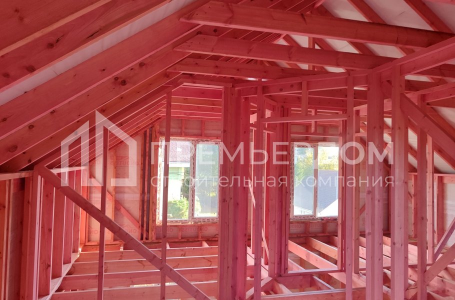 Фото со стройплощадок - Каркасный дом 7,5х7,5 м.