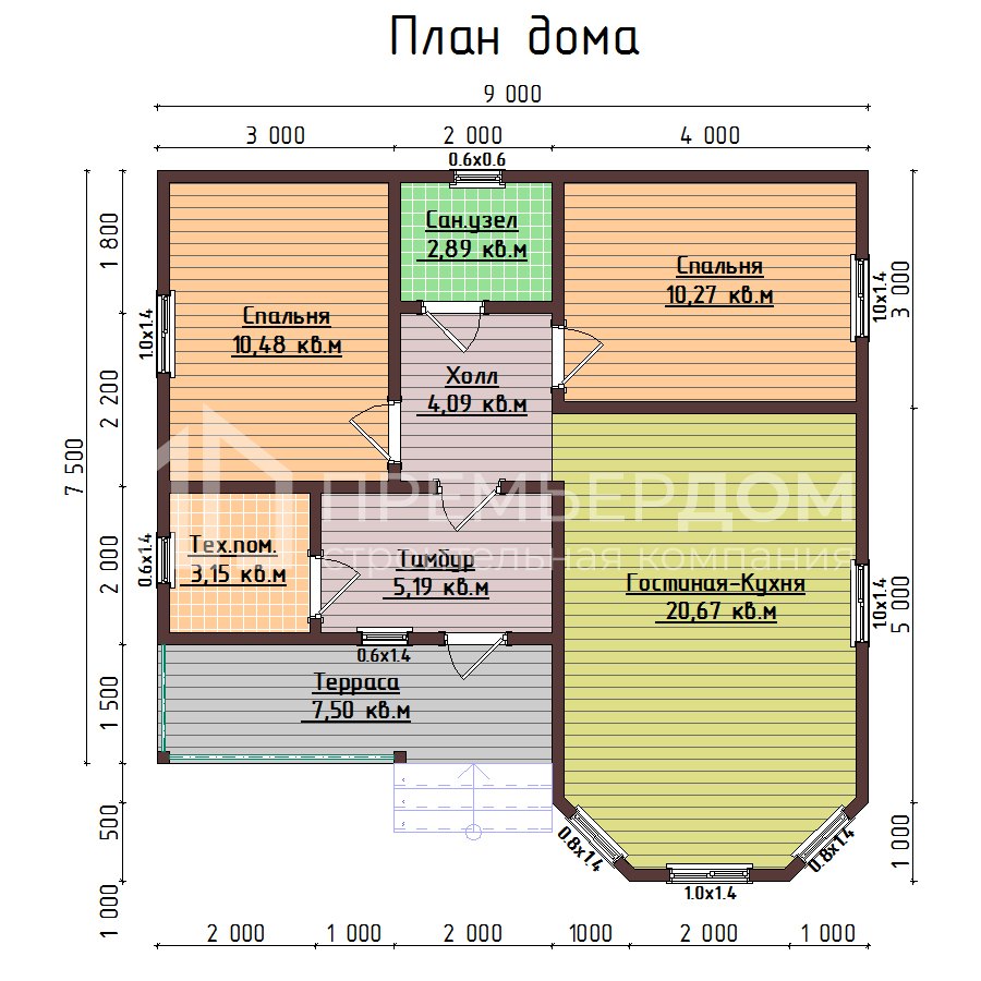 Каркасный дом в Северскую планировка