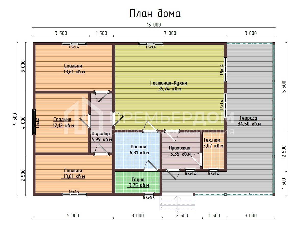План каркасного дома 9.5х15 м. - Авангард