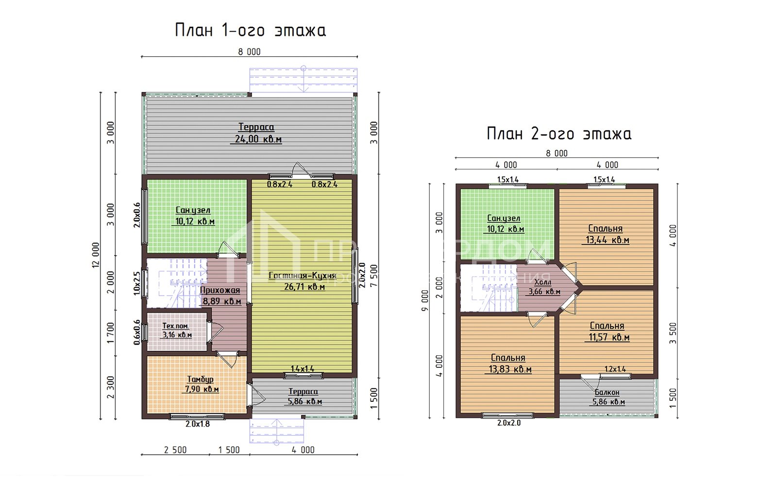 План каркасного дома 8х12 м. - Балтика