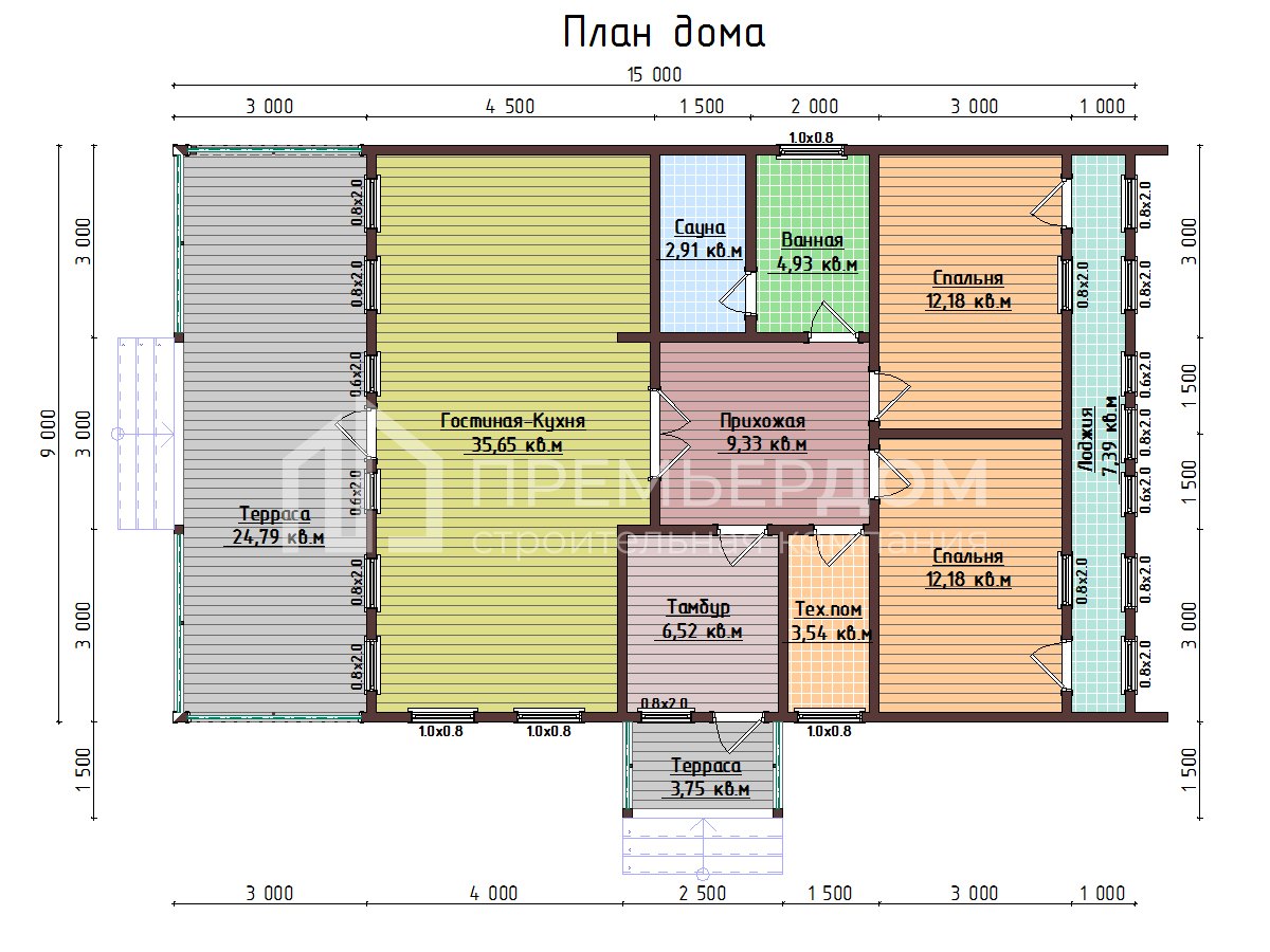 План каркасного дома 9х15 м. - Барн