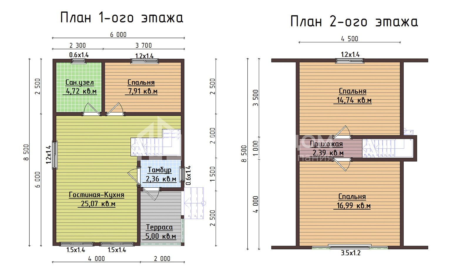 План дома из бруса 6х8.5 м. - Винтер