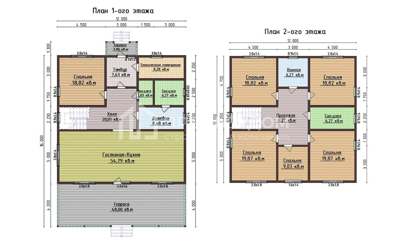 План дома из бруса 12х16 м. - Ломоносов