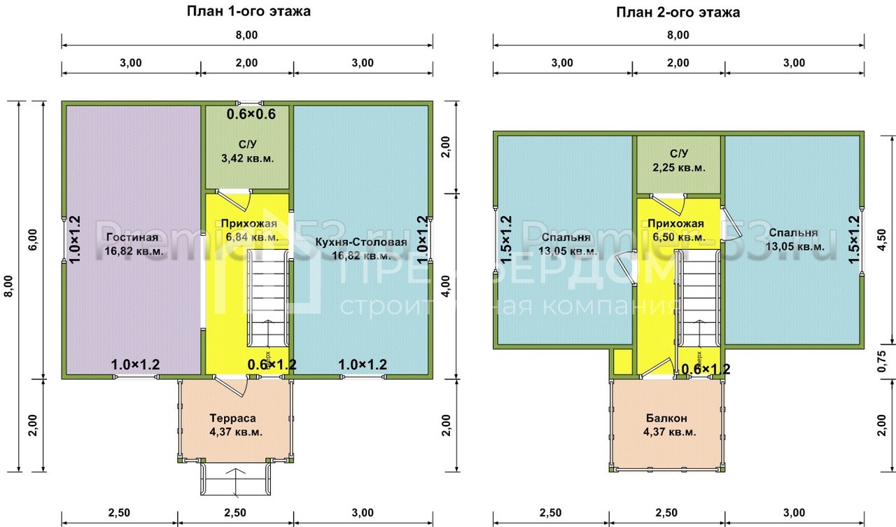 План дачного дома 6х8 м. - Проект А-45