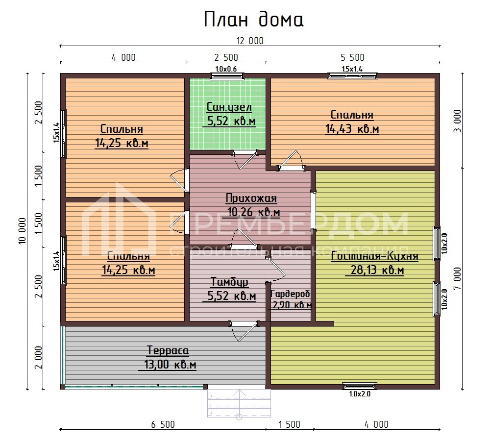 План дома из бруса 10х12 м. - Тургенев 2