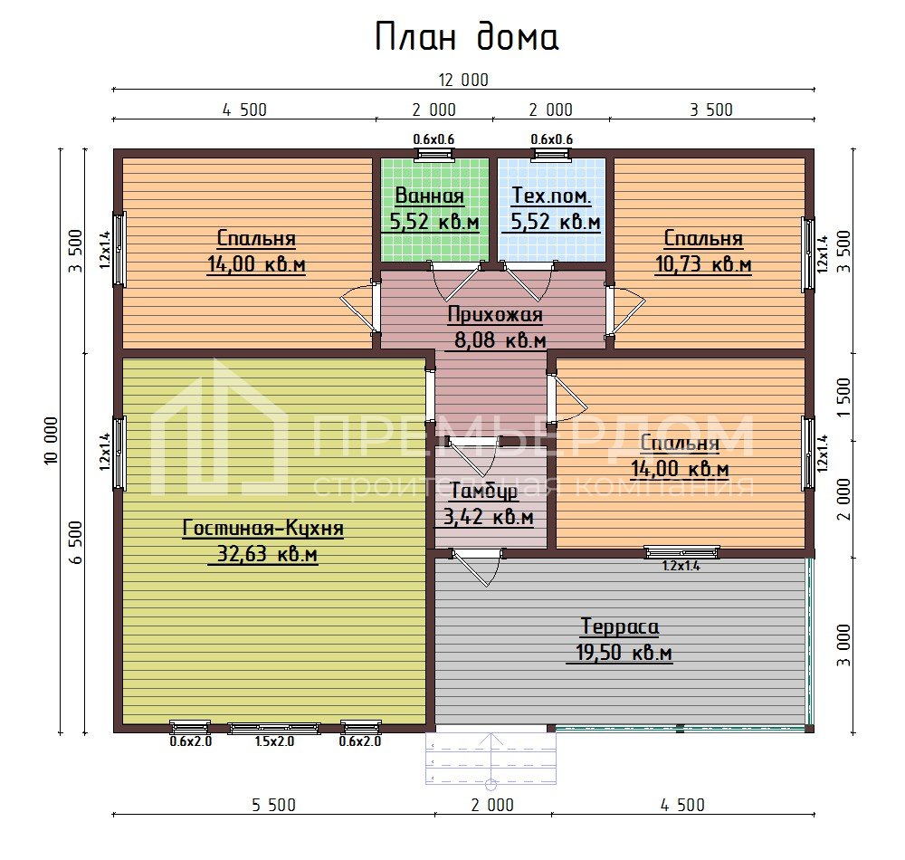 План дома из бруса 10х12 м. - Апрель 2