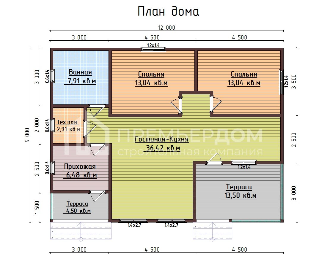План дома из бруса 9х12 м. - Карелия 2
