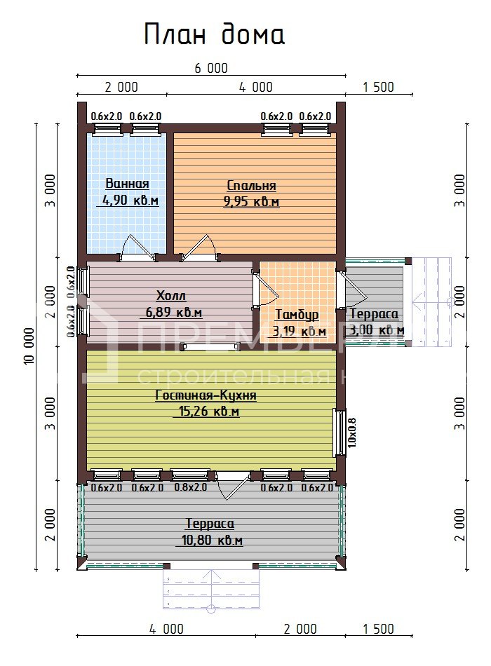 План каркасного дома 6х10 м. - Барн 2