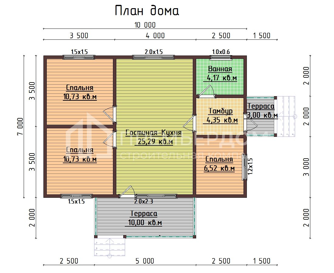 План каркасного дома 9х11.5 м. - Валенсия 2