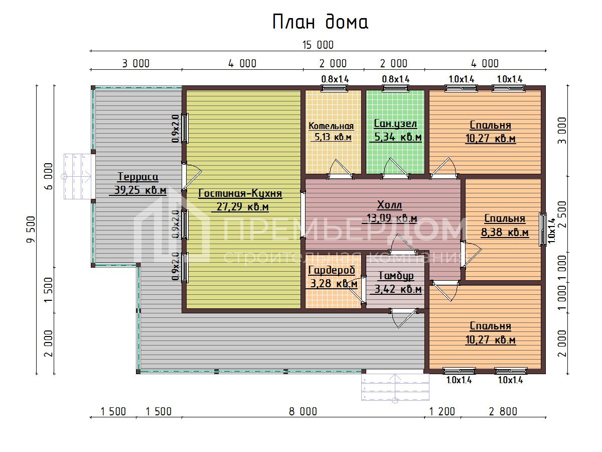 План каркасного дома 9.5х15 м. - Калифорния 2