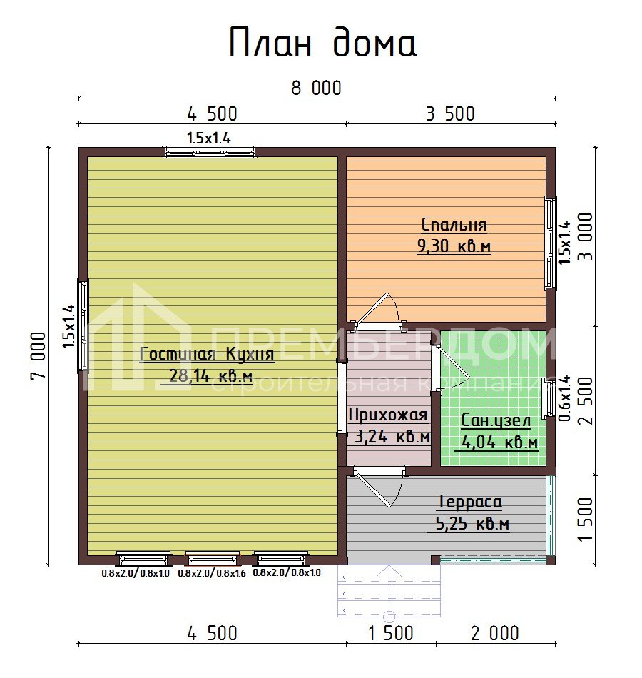 План дома из бруса 7х8 м. - Магелан 2