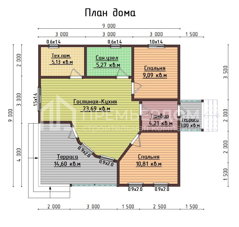 План дома из бруса 9х9 м. - Русский 2