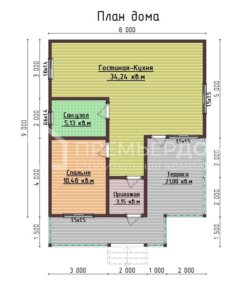 План каркасного дома 8х10.5 м. - Вектор