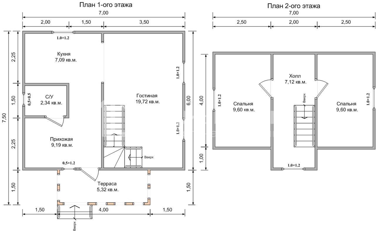 План дачного дома 7х7,5 м. - Проект А-31