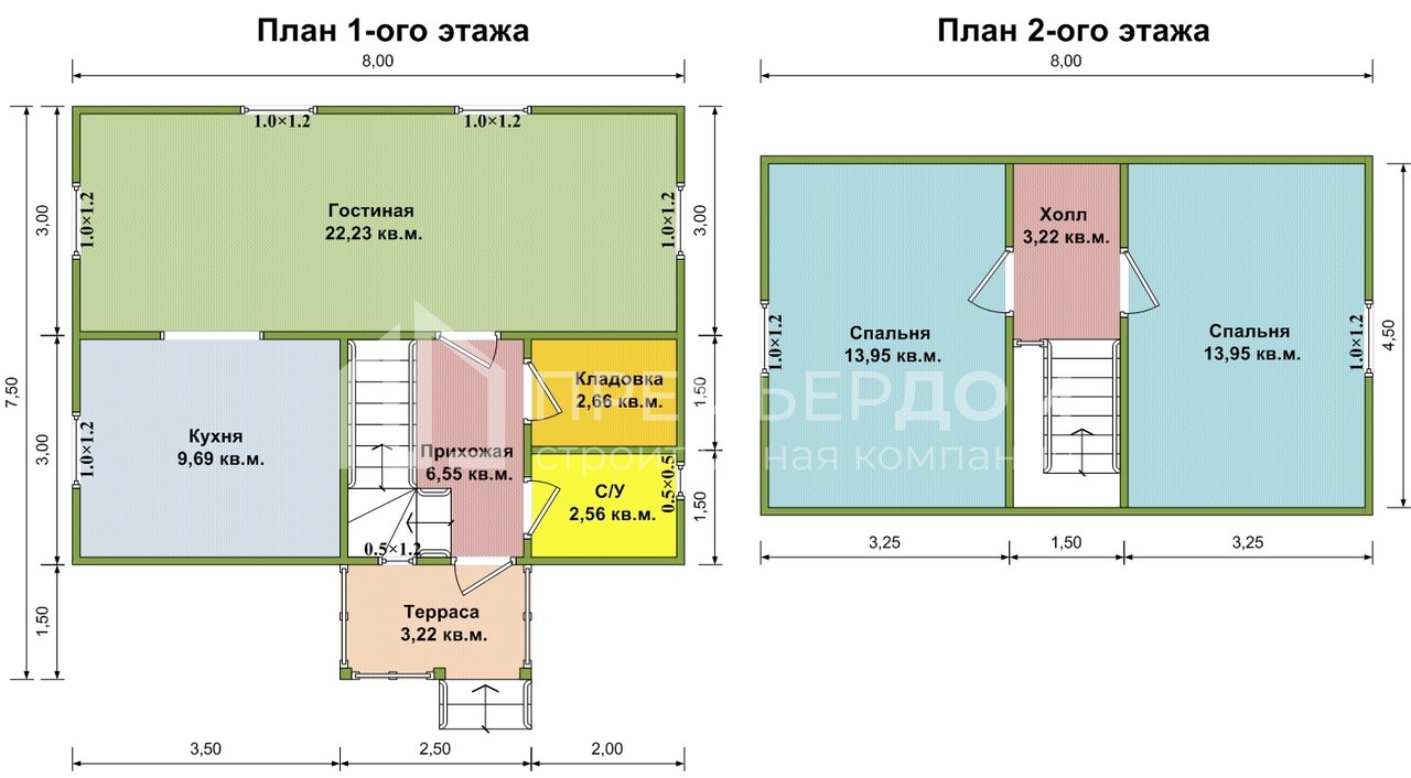План дачного дома 6х8 м. - Проект А-53