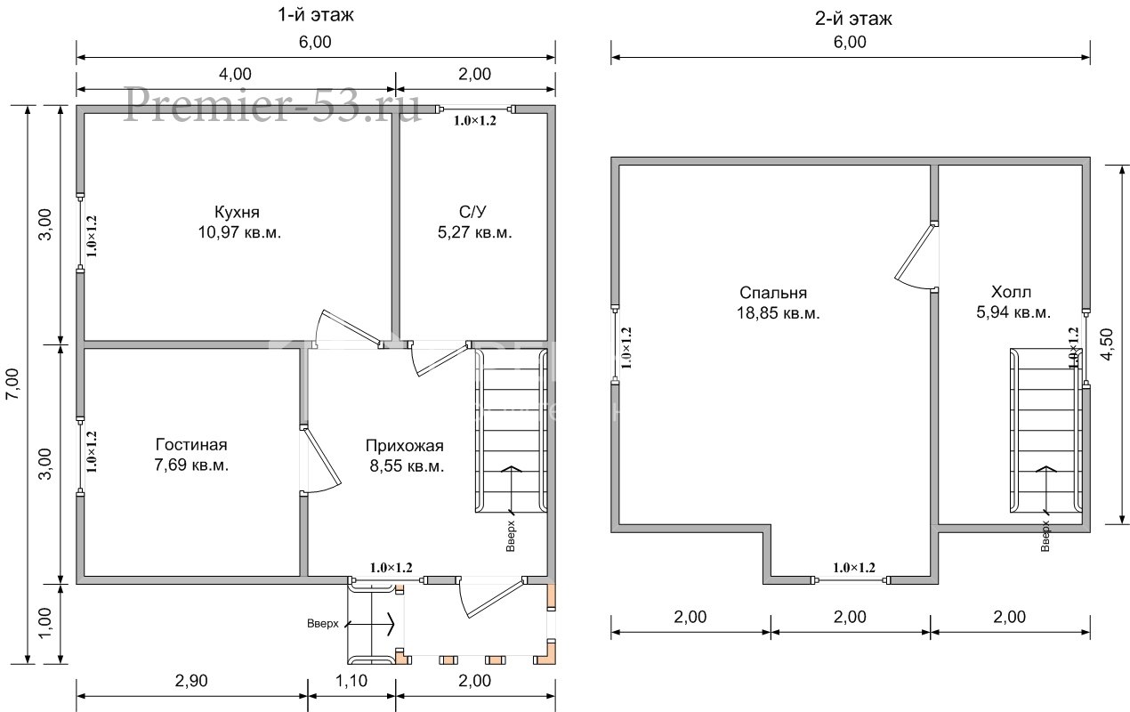 План дачного дома 6х6 м. - Проект А-14