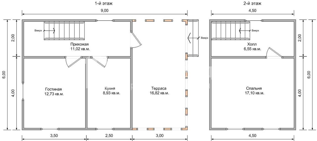 План дачного дома 6х9 м. - Проект А-27
