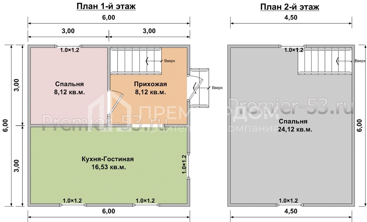 План дачного дома 6х6 м. - Проект А-23