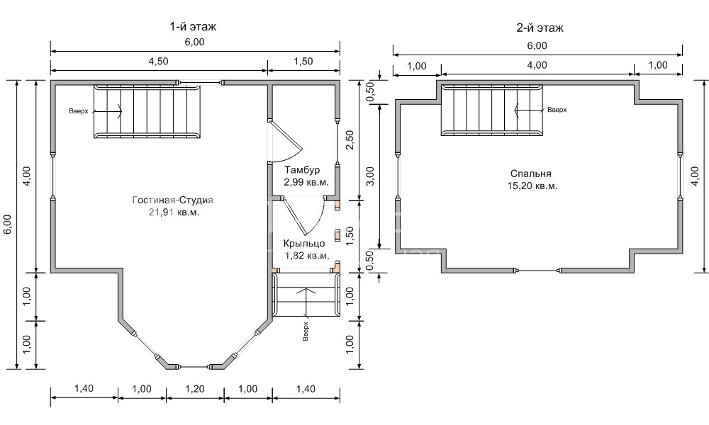 План дачного дома 6х6 м. - Проект А-20