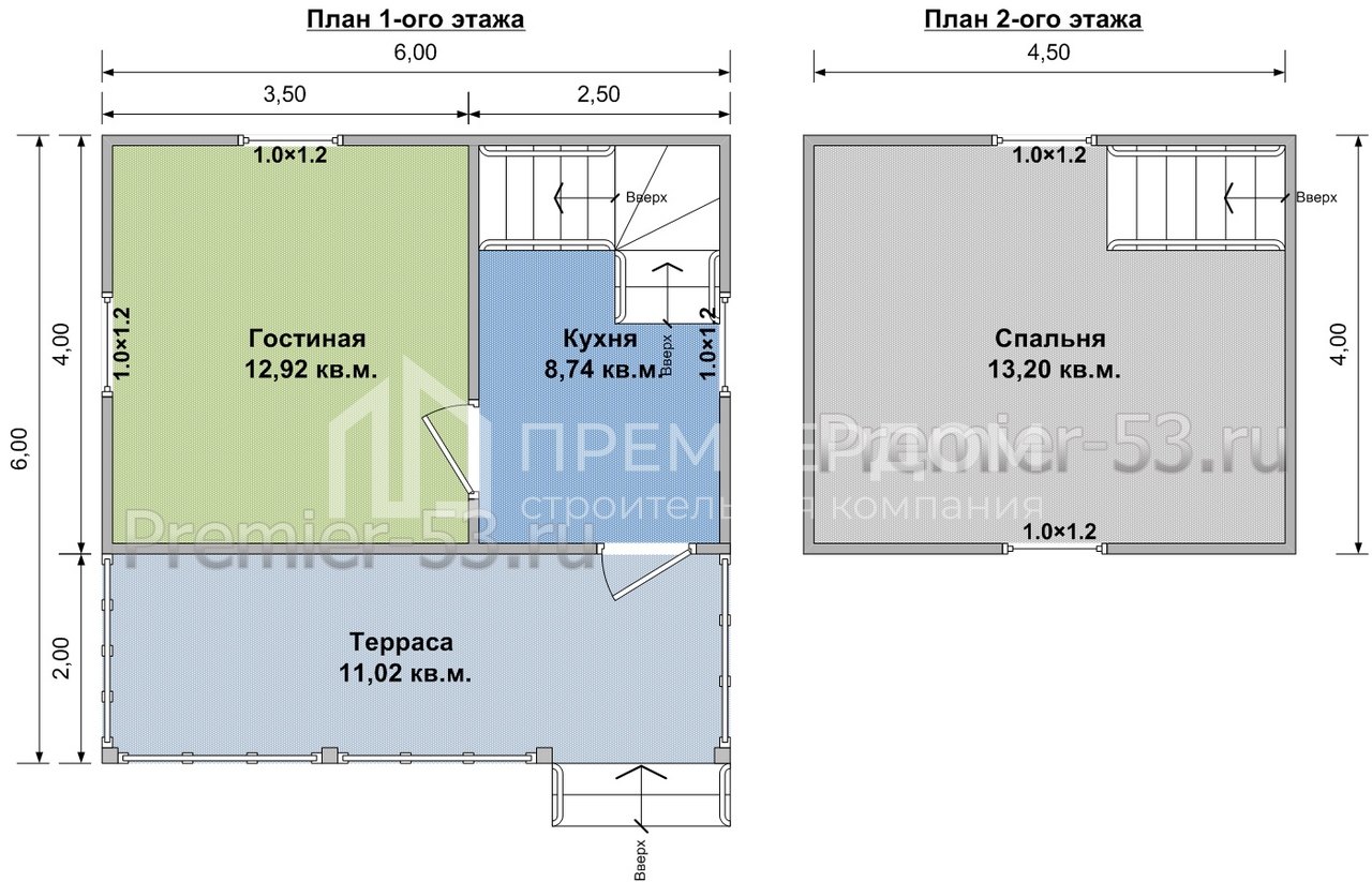 План дачного дома 6х6 м. - Проект А-10
