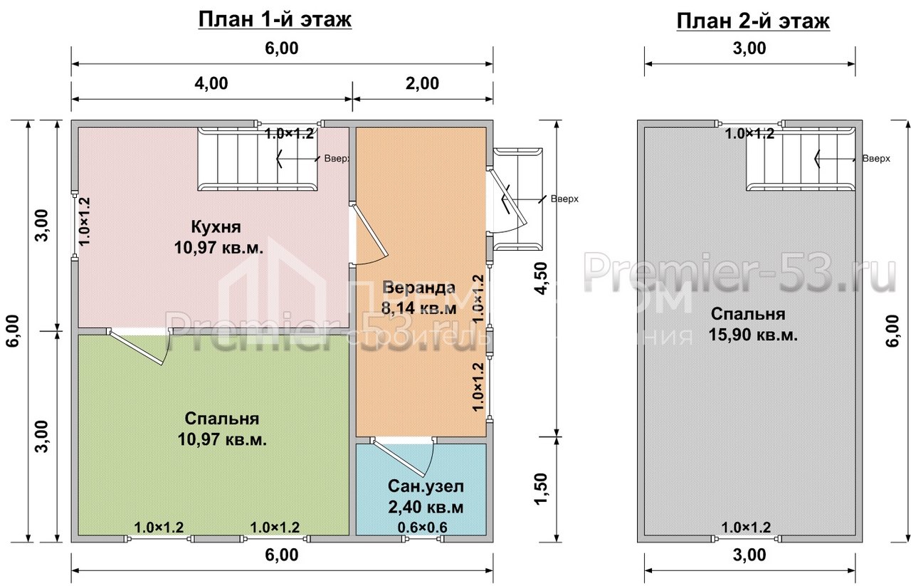 План дачного дома 6х6 м. - Проект А-11