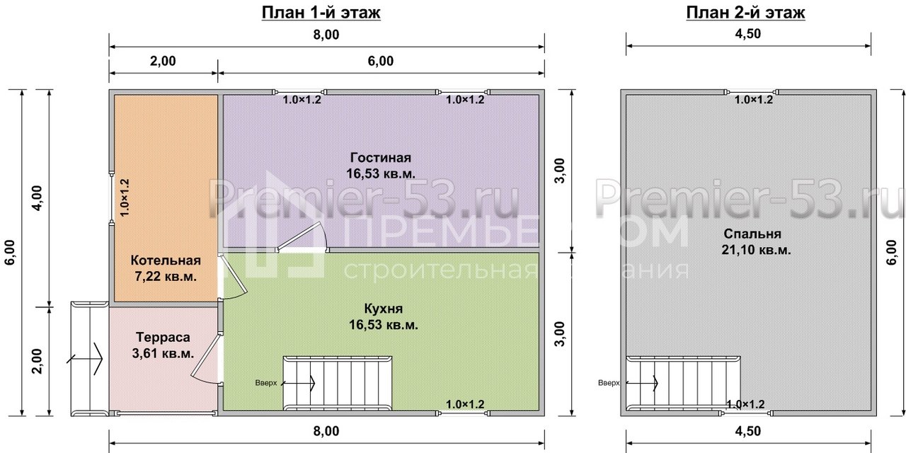 План дачного дома 6х8 м. - Проект А-44