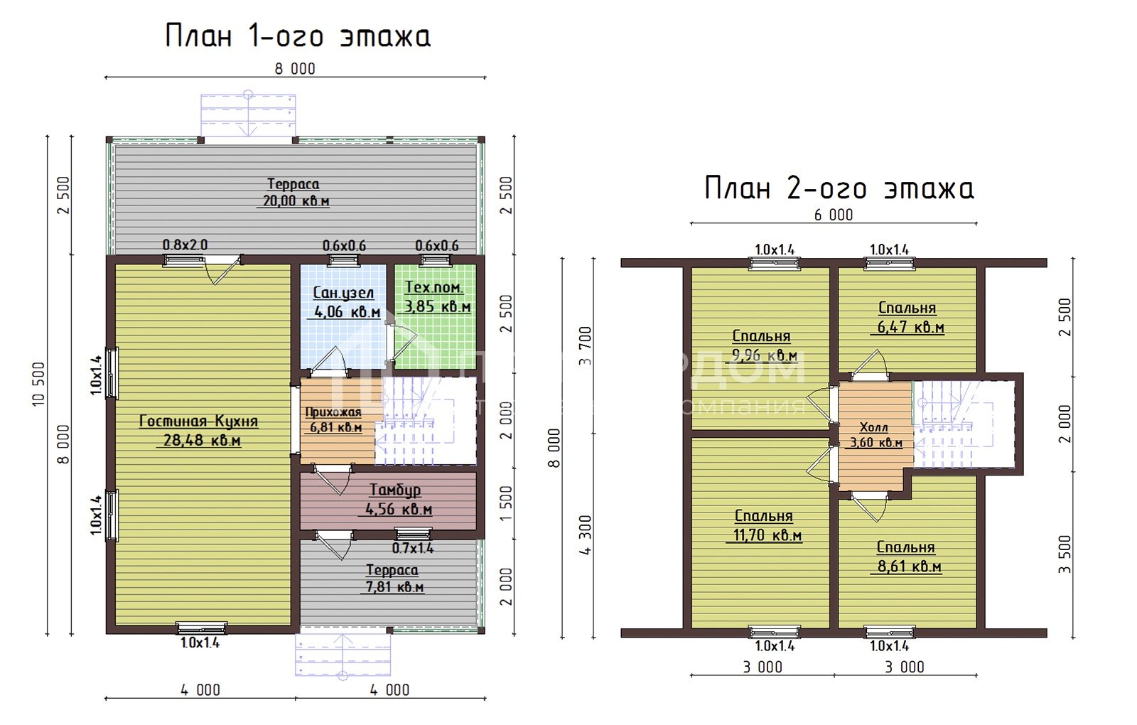 План каркасного дома 8х10.5 м. - Деметра
