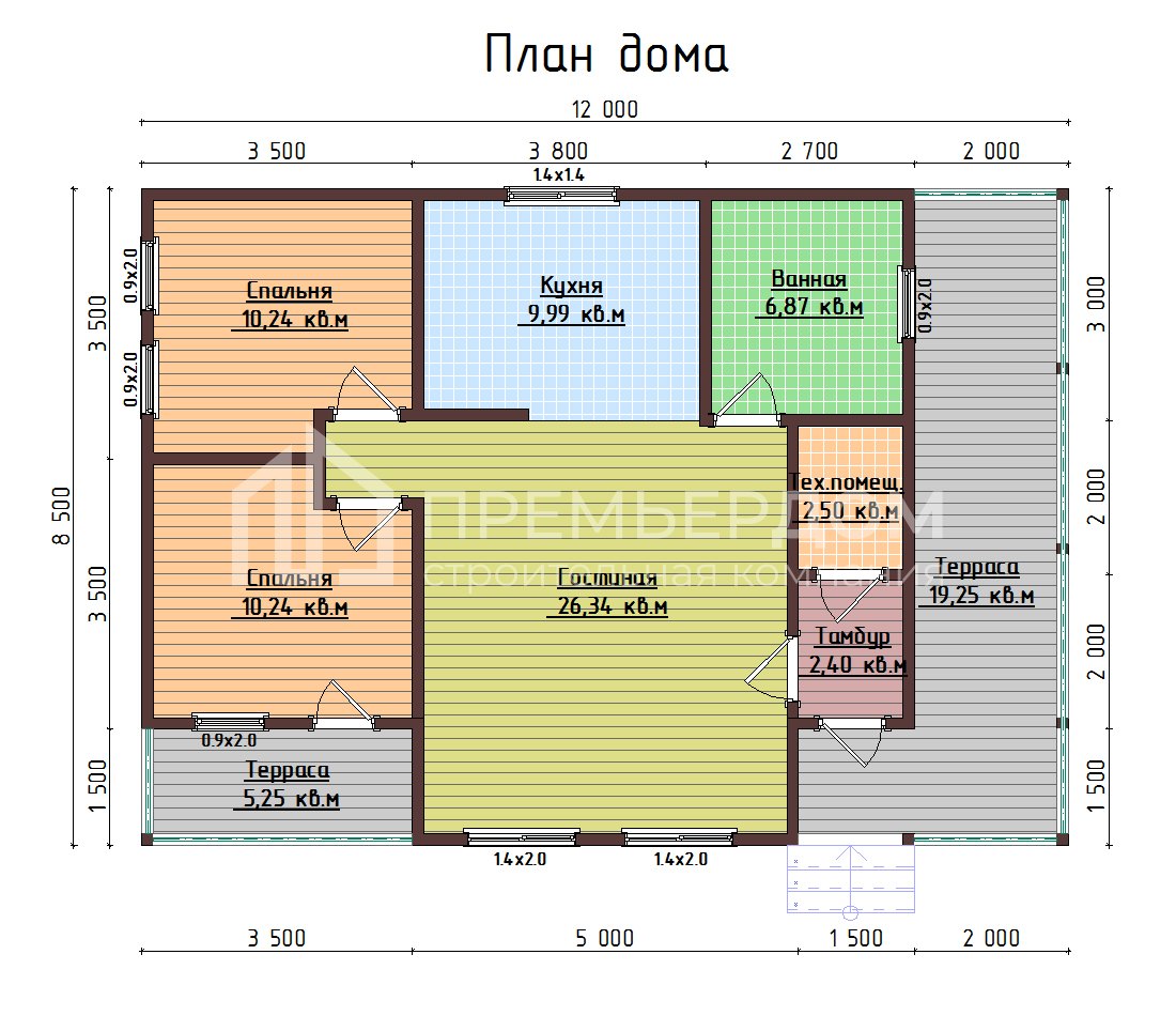 План дома из бруса 8.5х12 м. - Галактика