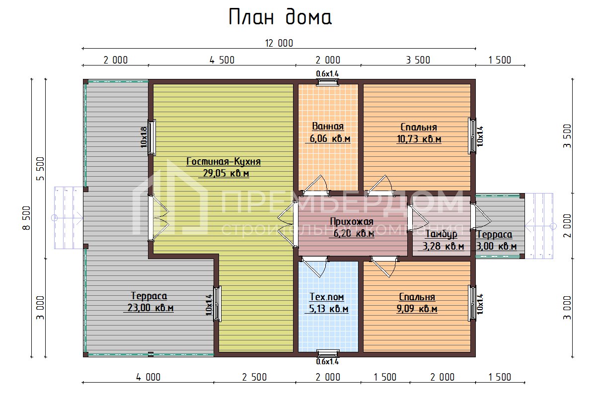 План каркасного дома 8.5х12 м. - Гармония