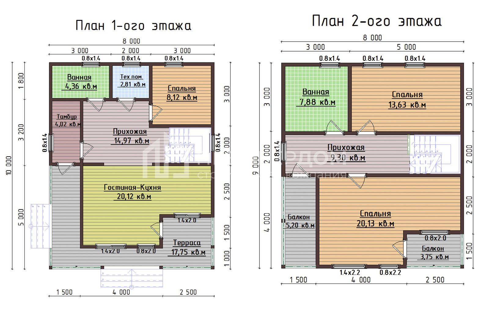 План дома из бруса 8х10 м. - Хельсинки