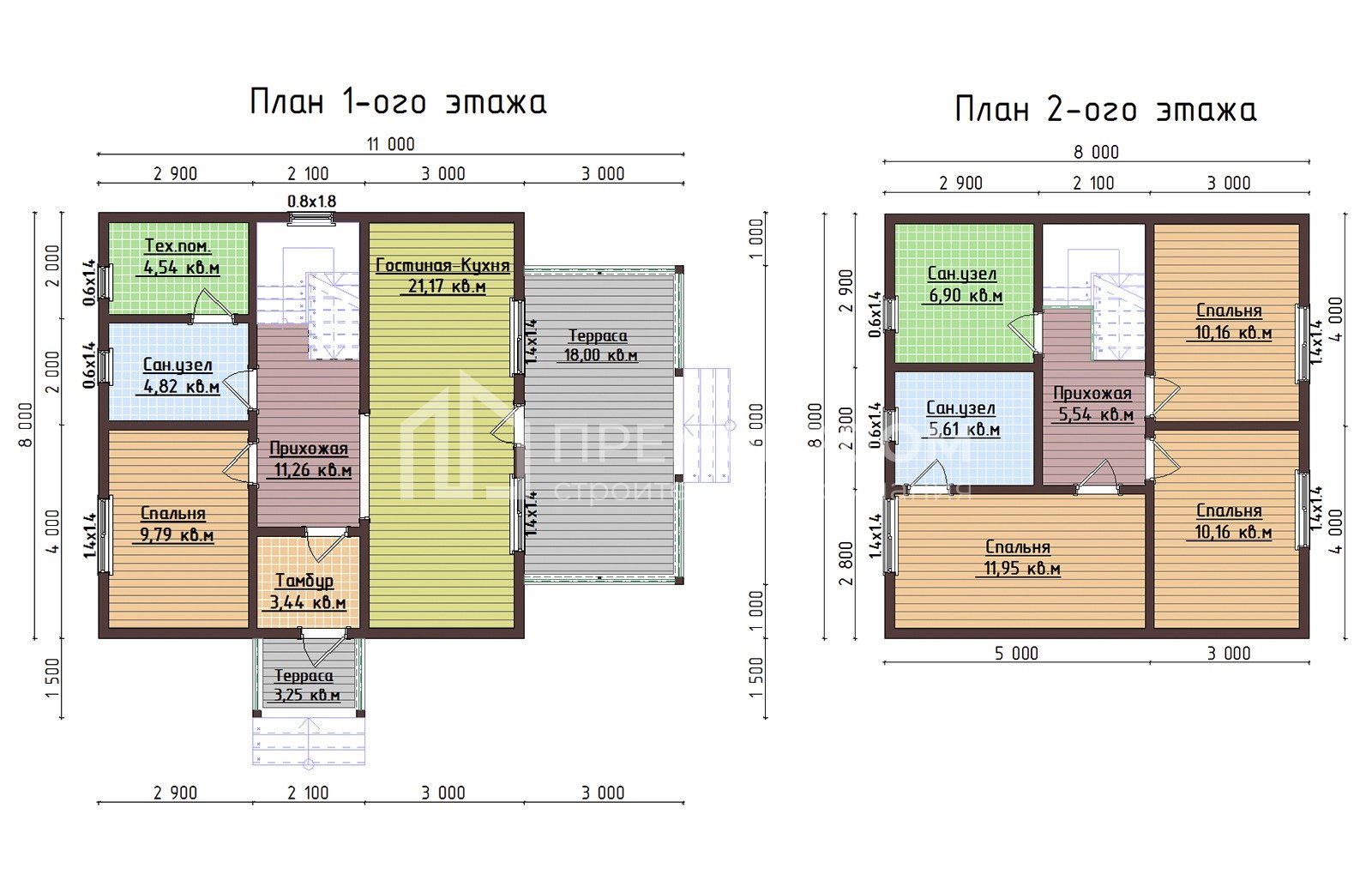План каркасного дома 9.5х11 м. - Хюгге