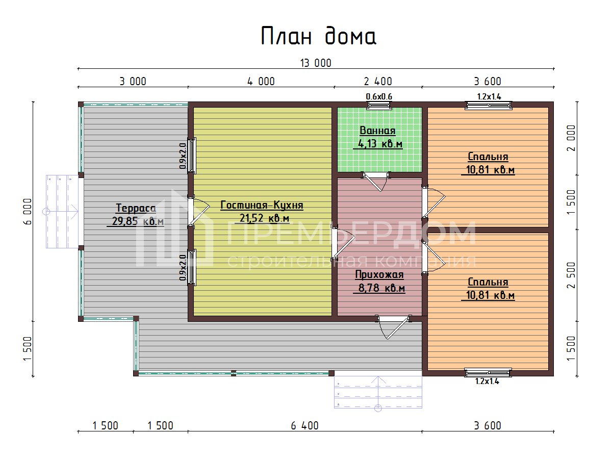 План каркасного дома 7.5х13 м. - Калифорния