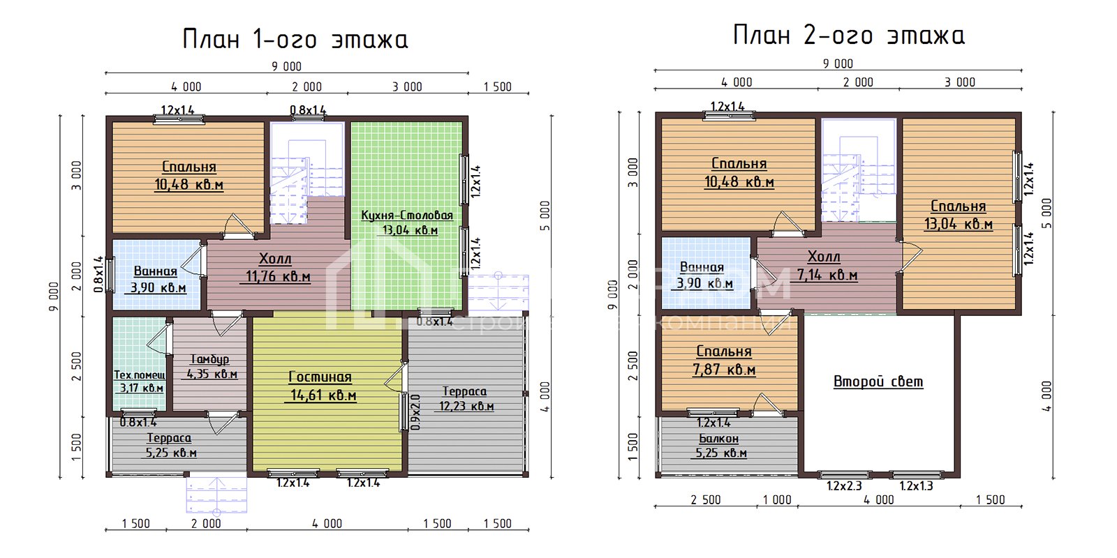 План дома из бруса 9х10.5 м. - Корсика