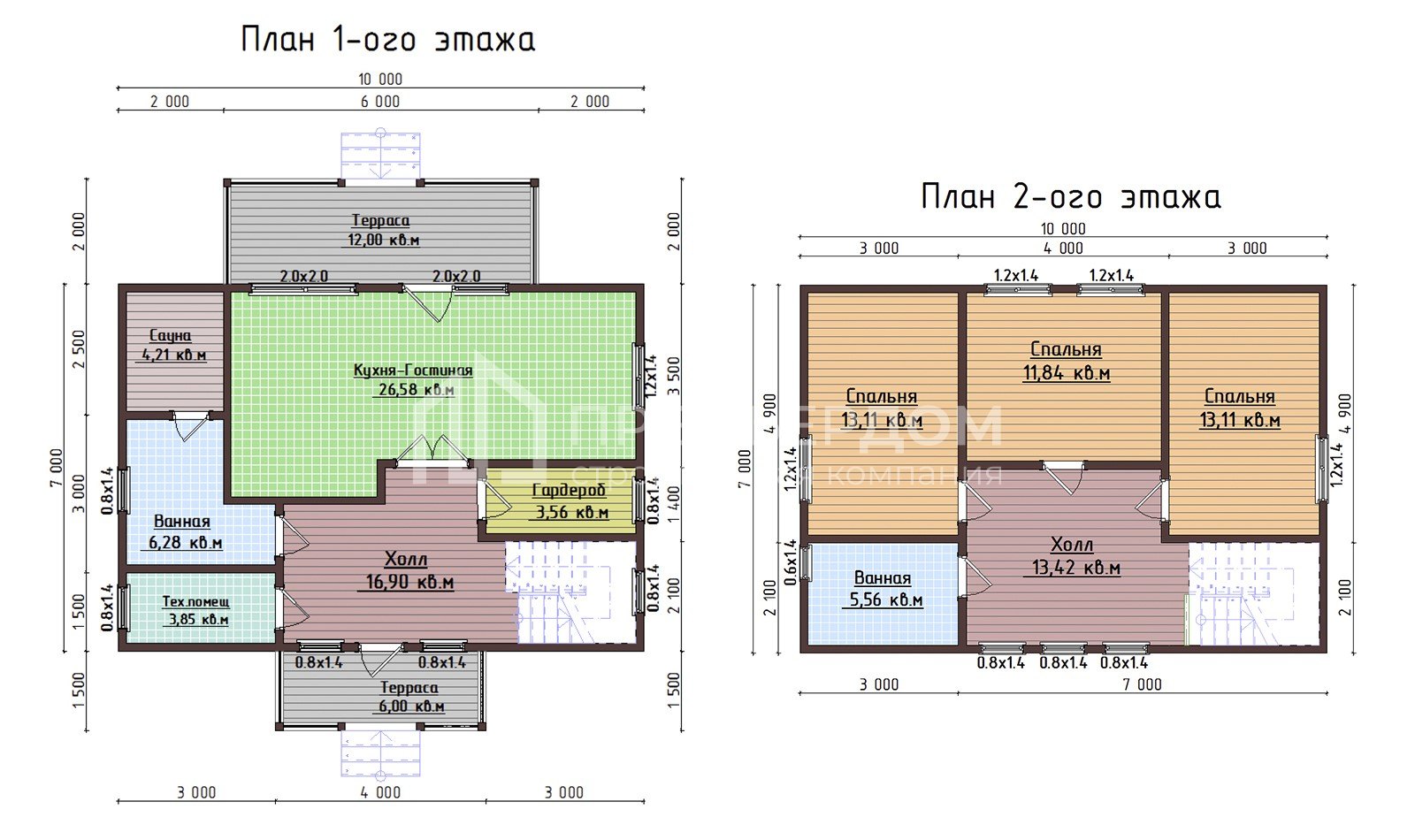 План каркасного дома 10х10.5 м. - Лапландия
