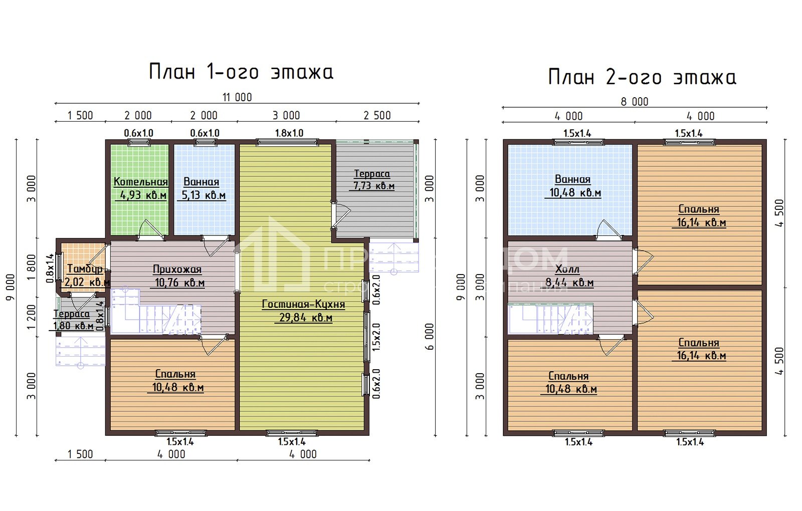 План каркасного дома 9х11 м. - Монреаль