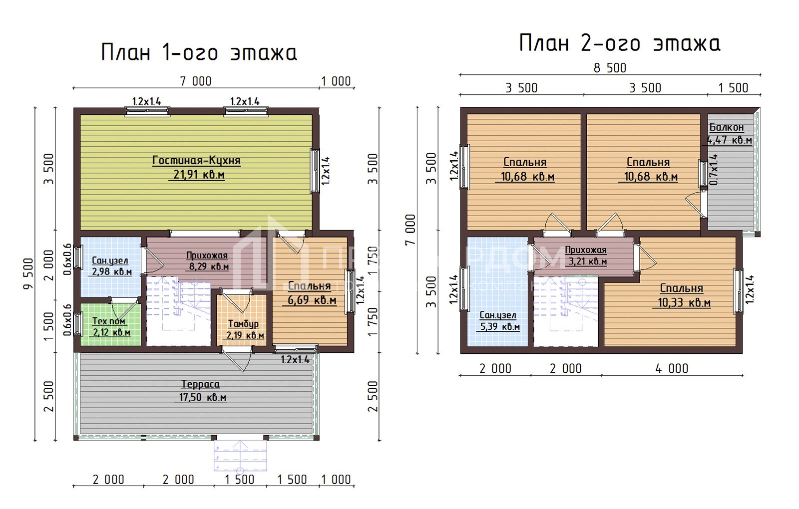 План каркасного дома 8х9.5 м. - Мюнхен