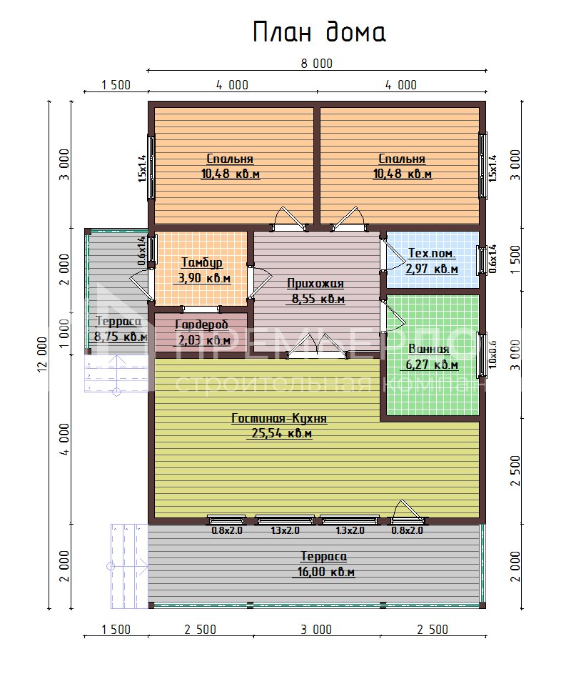 План каркасного дома 8х12 м. - Невский