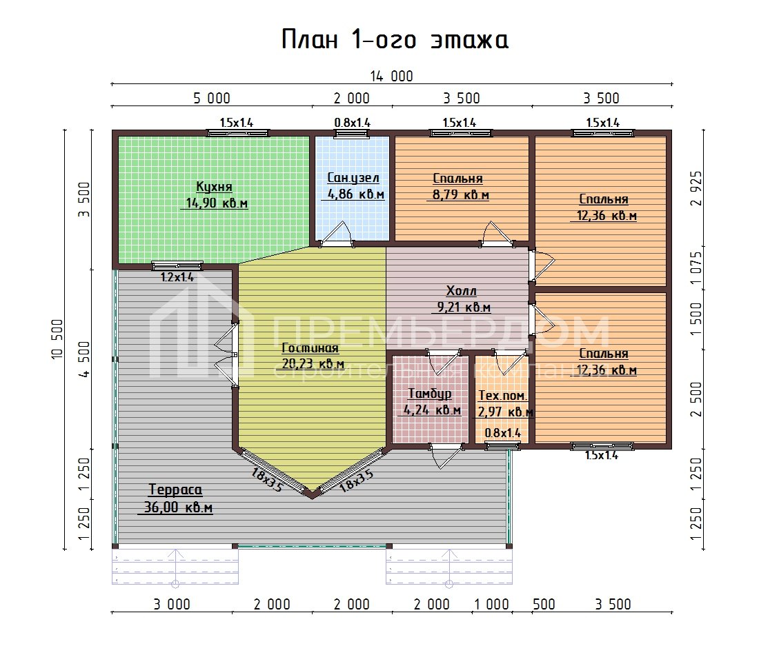 План каркасного дома 10.5х14 м. - Бруклин