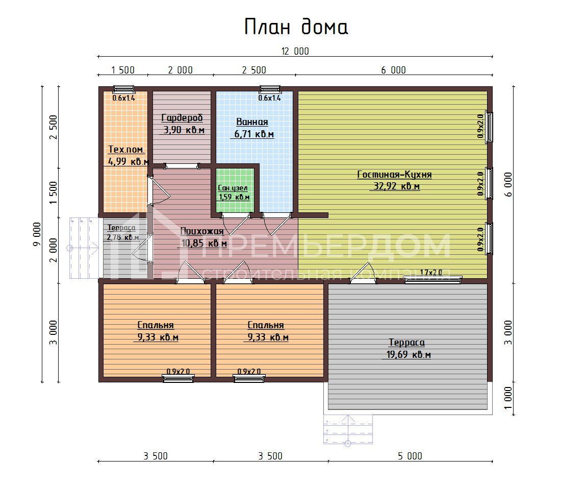План каркасного дома 9х12 м. - Скандинавия